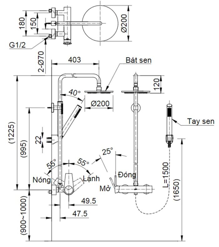 ban ve ky thuat voi sen cay inax bfv 71s nong lanh