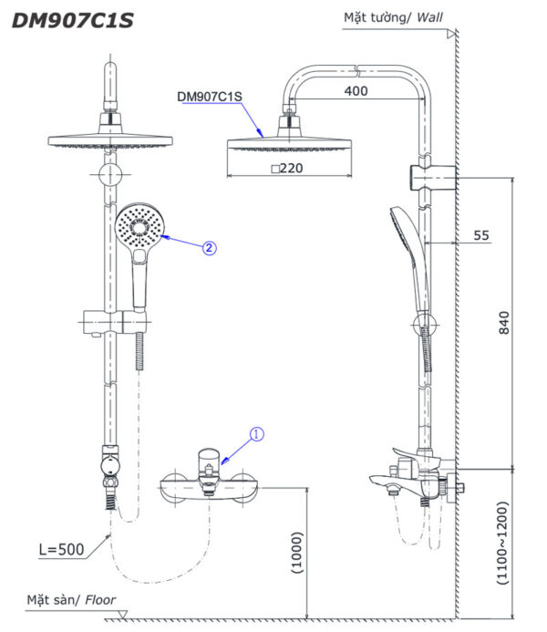 ban ve ky thuat voi sen cay toto dm907c1s