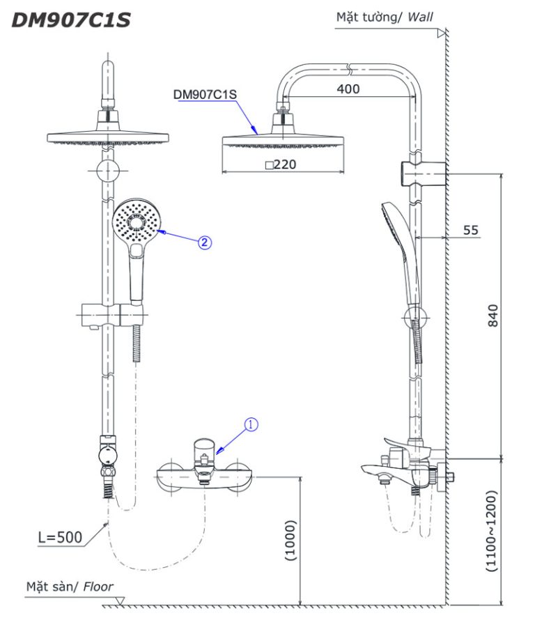 ban ve ky thuat voi sen cay toto dm907c1s