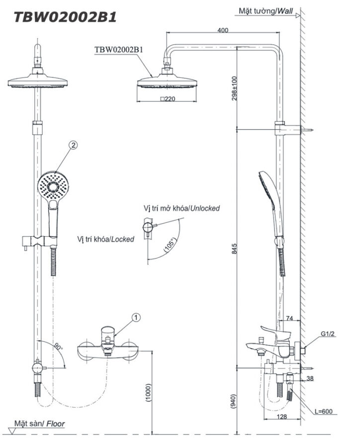 ban ve ky thuat voi sen cay toto tbw02002b tbw02002b1 tbw02002ba 2 che do phun
