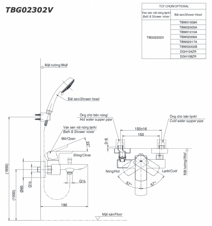 ban ve ky thuat voi sen tam inax tbg02302v nong lanh