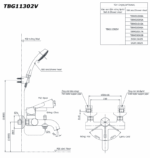 ban ve ky thuat voi sen tam inax tbg11302v nong lanh