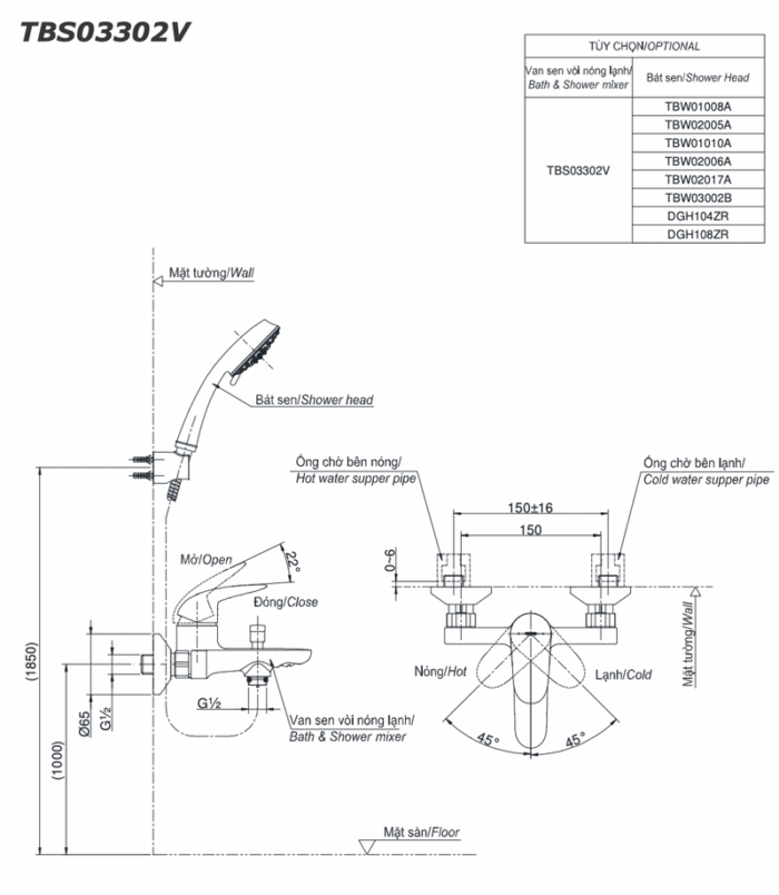 ban ve ky thuat voi sen tam inax tbs03302v nong lanh