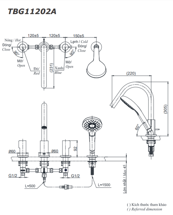 ban ve ky thuat voi sen xa bon tam toto tbg11202a gan bon 4 lo