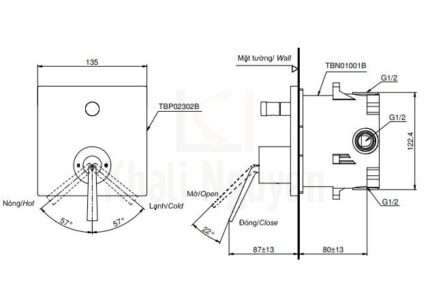 ban ve van gat gu dieu chinh nhiet toto tbp02302b tbn01001b