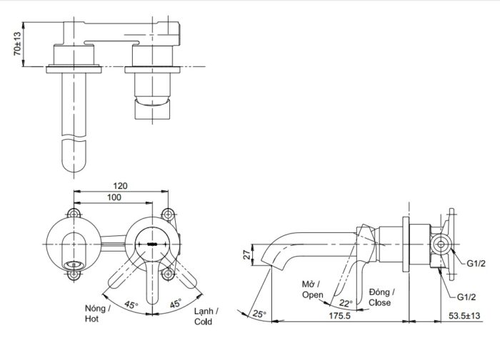 ban ve voi chau gat gu toto tls01309b nong lanh gan tuong