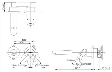 ban ve voi chau gat gu toto tls03307b nong lanh gan tuong