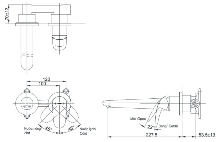 ban ve voi chau gat gu toto tls03307b nong lanh gan tuong