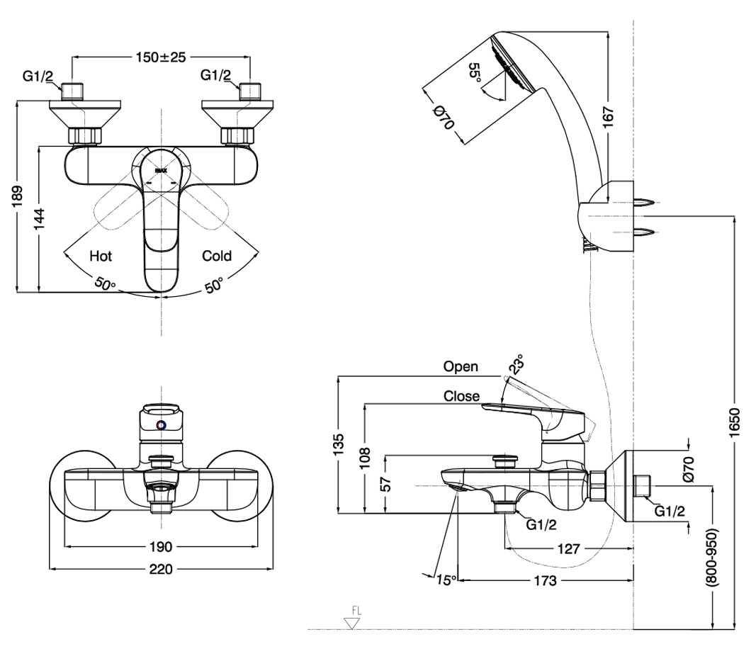 INAX BFV-1403S-7C - Vòi sen tắm