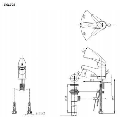 ban ve voi nuoc nong lanh toto dgl301r