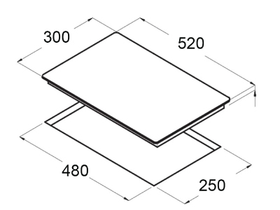 Bản vẽ kích thước Bếp từ đôi CHEFS EH-DIH32B
