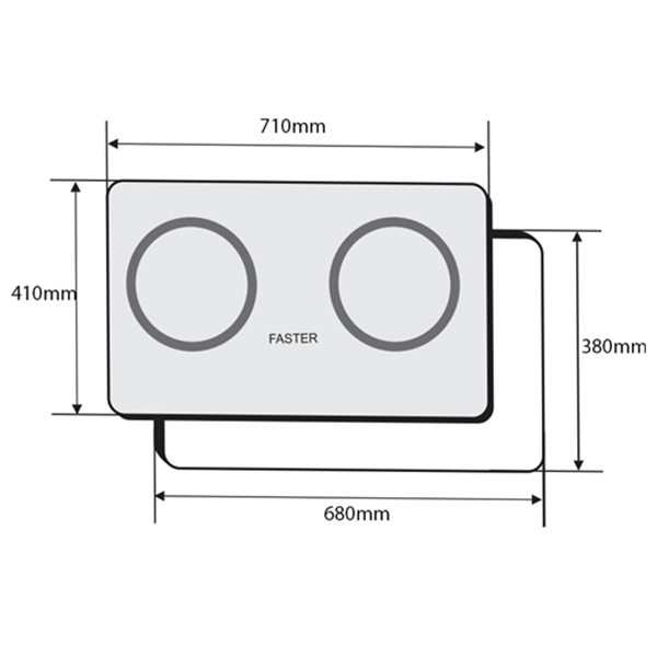 Bản vẽ kích thước Bếp từ đôi FASTER FS 289I