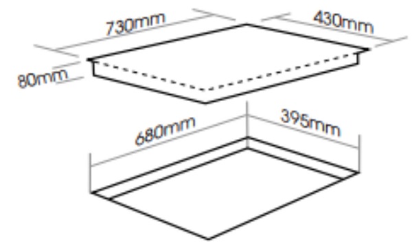 Bản vẽ kích thước Bếp từ đôi FASTER FS 729SI