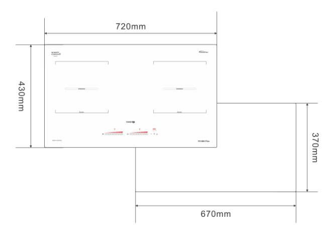 Bản vẽ kích thước Bếp từ đôi FANDI FD-PID939G