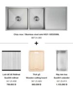 bo chau inox kem phu kien hafele hs21 ssd2s90l