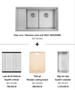 bo chau inox kem phu kien hafele hs21 ssd2s90m