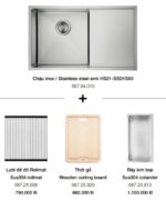 bo chau rua bat inox kem phu kien hafele hs21 ssd1s60