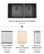 bo chau rua bat inox kem phu kien hafele hs21 ssn2s90