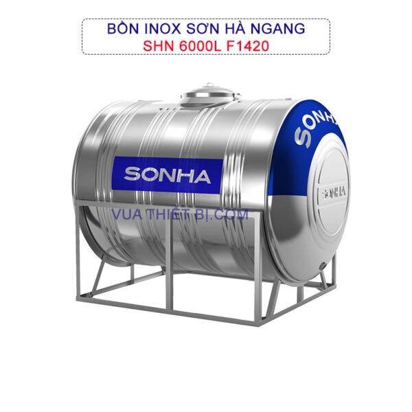 Bồn nước inox SƠN HÀ ngang 6000 lít phi 1420 - SHN6000F1420