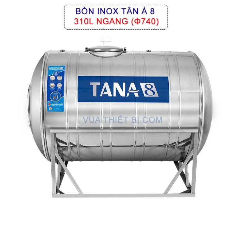 Bồn nước inox TÂN Á 8 310L ngang phi 740 TA8-310N