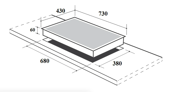 Bản vẽ kích thước Bếp từ đôi CANZY CZ ML86A