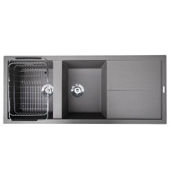 Chậu rửa bát đá KONOX LIVELLO 1160 GREY 2 hố 1 bàn