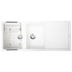 Chậu rửa bát đá KONOX LIVELLO 1160 White Silver 2 hố 1 bàn