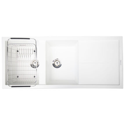 Chậu rửa bát đá KONOX LIVELLO 1160 White Silver 2 hố 1 bàn