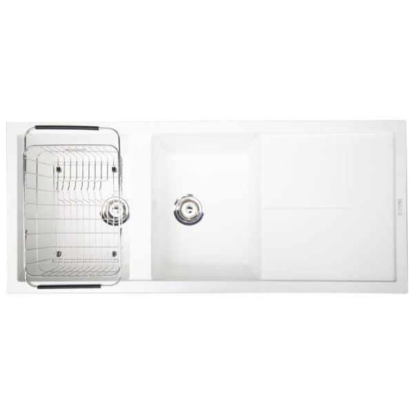 Chậu rửa bát đá KONOX LIVELLO 1160 White Silver 2 hố 1 bàn