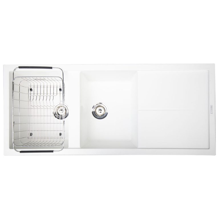 Chậu rửa bát đá KONOX LIVELLO 1160 White Silver 2 hố 1 bàn