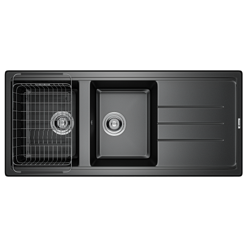 Chậu rửa bát đá KONOX Phoenix 1160 Black 2 hố 1 bàn