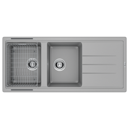 Chậu rửa bát đá KONOX Phoenix 1160 Grey 2 hố 1 bàn