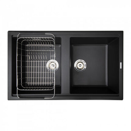 Chậu rửa bát đá KONOX Phoenix 860 Black 2 hố