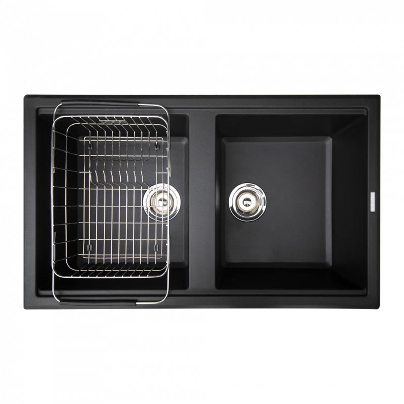 Chậu rửa bát đá KONOX Phoenix 860 Black 2 hố