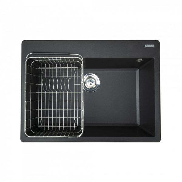 Chậu rửa bát đá KONOX Ruvita 680 Black 1 hố