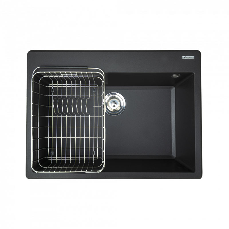 Chậu rửa bát đá KONOX Ruvita 680 Black 1 hố