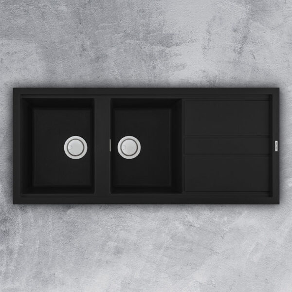 Chậu rửa bát đá Malloca NERO G-50040 2 hố 1 bàn