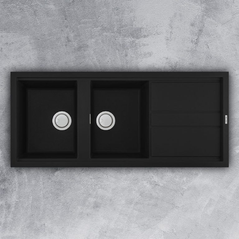 Chậu rửa bát đá Malloca NERO G-50040 2 hố 1 bàn