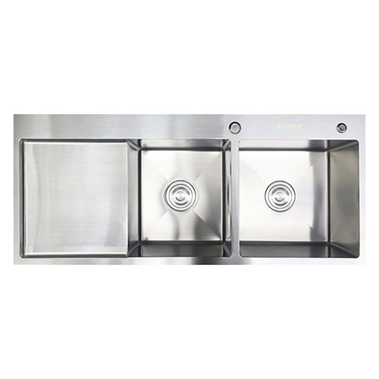 Chậu rửa bát inox FASTER FS 11046HLS dương bàn 2 hố 1 bàn