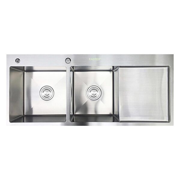 Chậu rửa bát inox FASTER FS 11046HMS dương bàn 2 hố 1 bàn