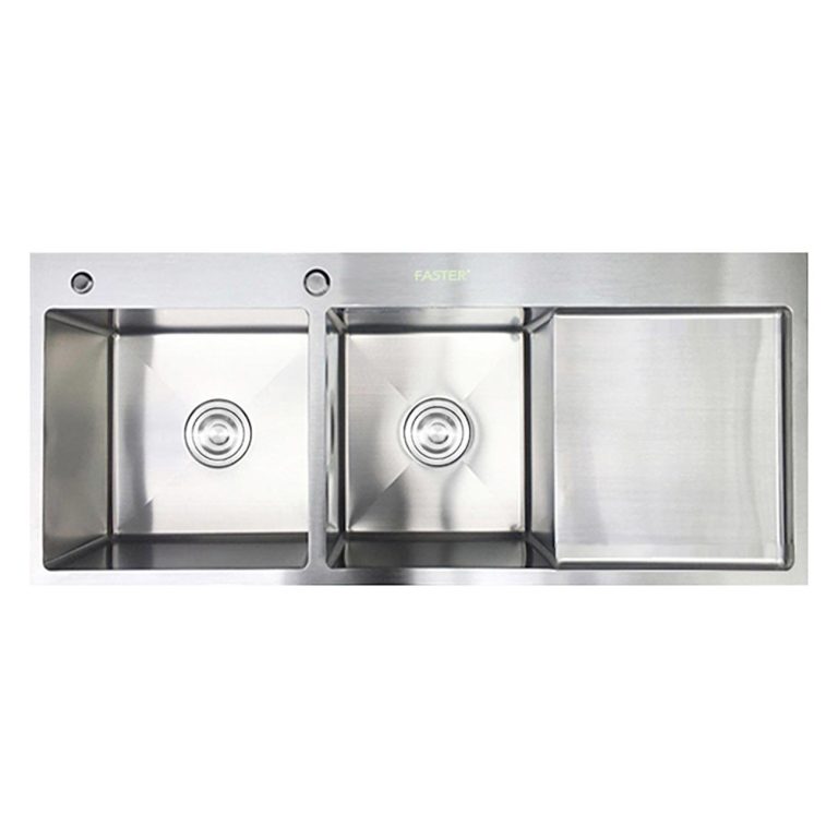 Chậu rửa bát inox FASTER FS 11046HMS dương bàn 2 hố 1 bàn