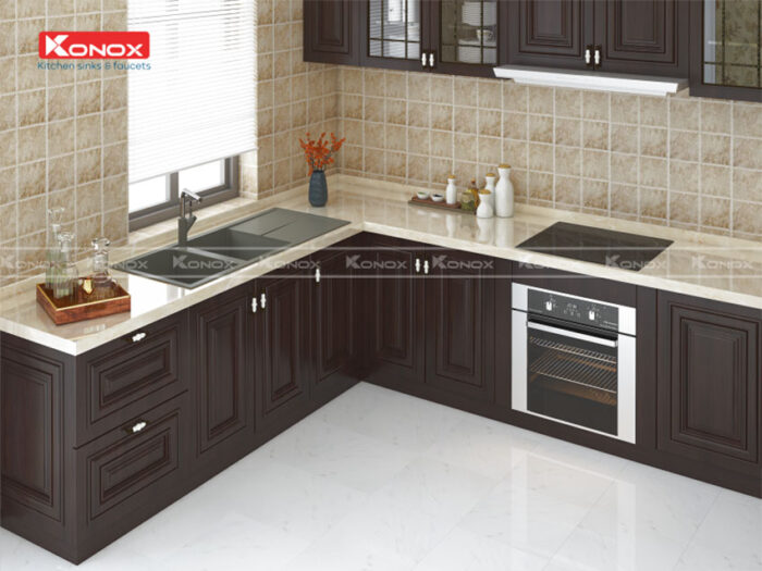 chau rua bat konox granite sink livello 1160 grey