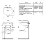chau rua chan lung toto lht300cm ban ve ky thuat