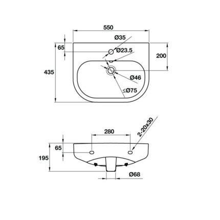 chau rua mat lavabo hafele rhine 500 58884000 treo tuong 2