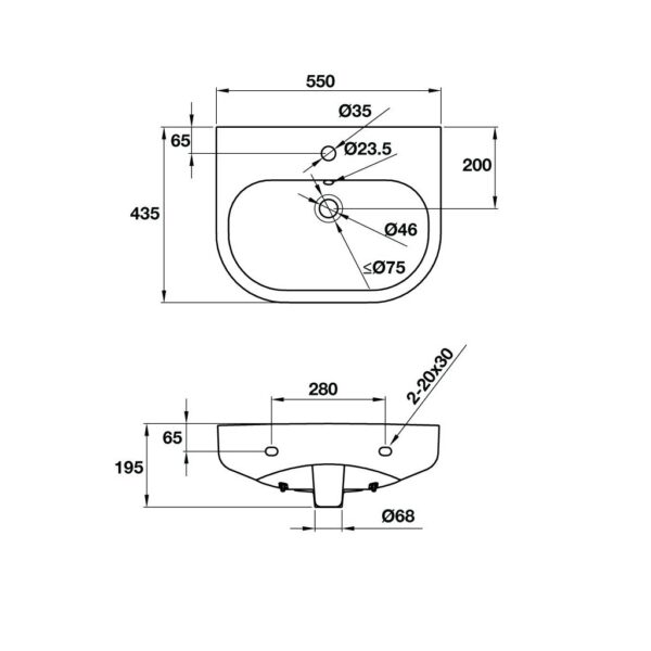 chau rua mat lavabo hafele rhine 500 58884000 treo tuong 2