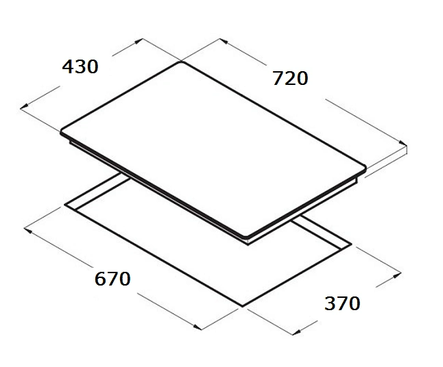 Bản vẽ kích thước Bếp từ đôi CHEFS EH-DIH328