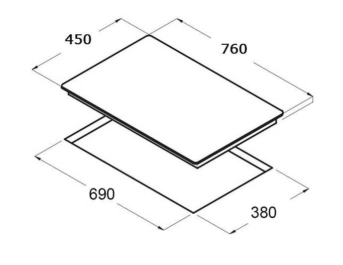 Bản vẽ kích thước Bếp từ đôi CHEFS EH-DIH890N
