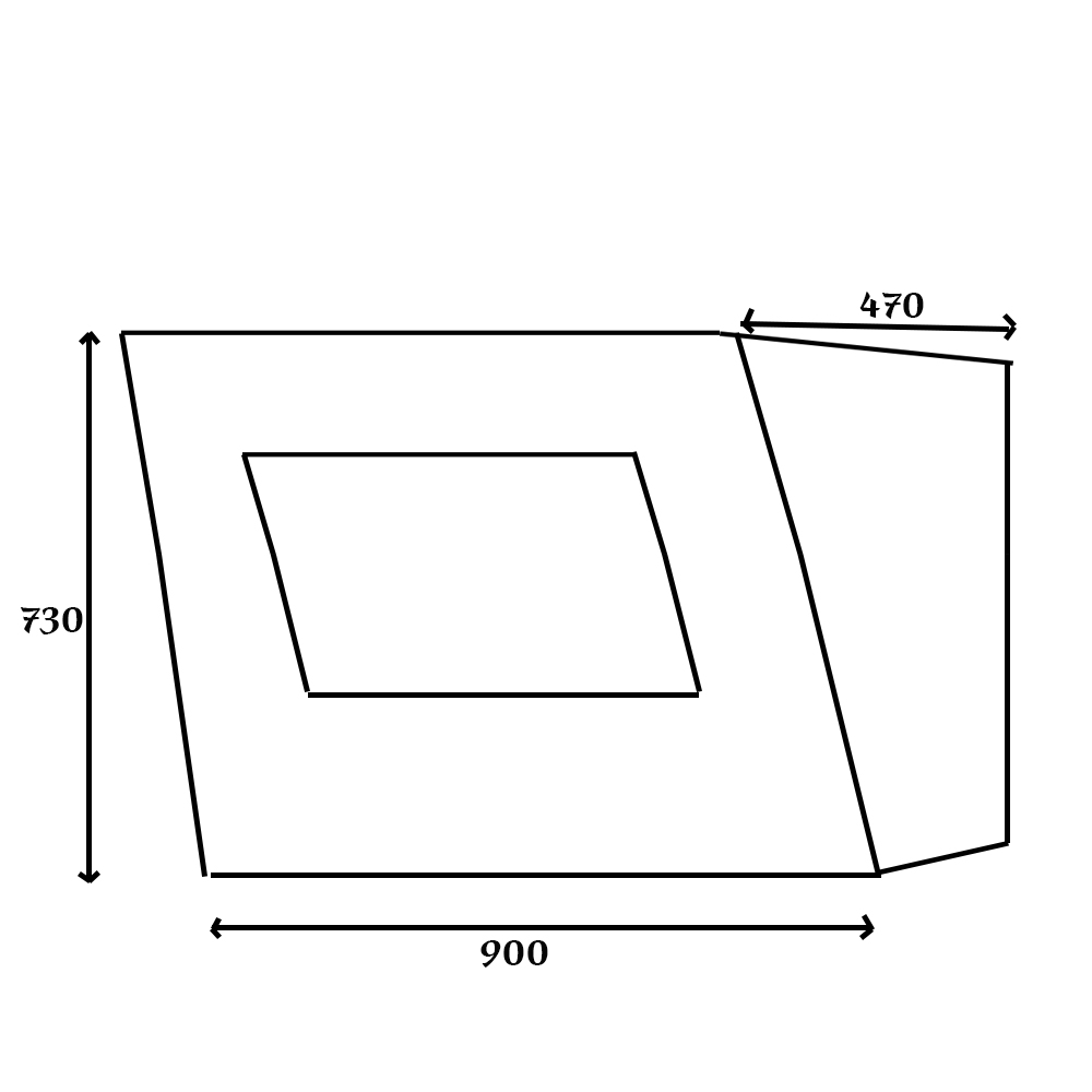 Bản vẽ kích thước Máy hút mùi CHEFS EH-R705E9 90cm kính vát