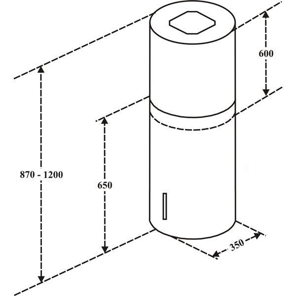 Bản vẽ kích thước Máy hút mùi CHEFS EH-R822E3 35cm độc lập