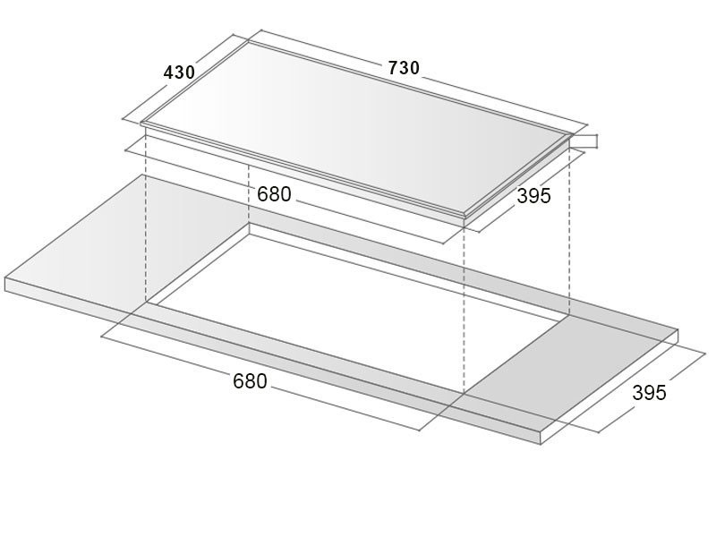Bản vẽ kích thước Bếp từ đôi FASTER FS 728SI